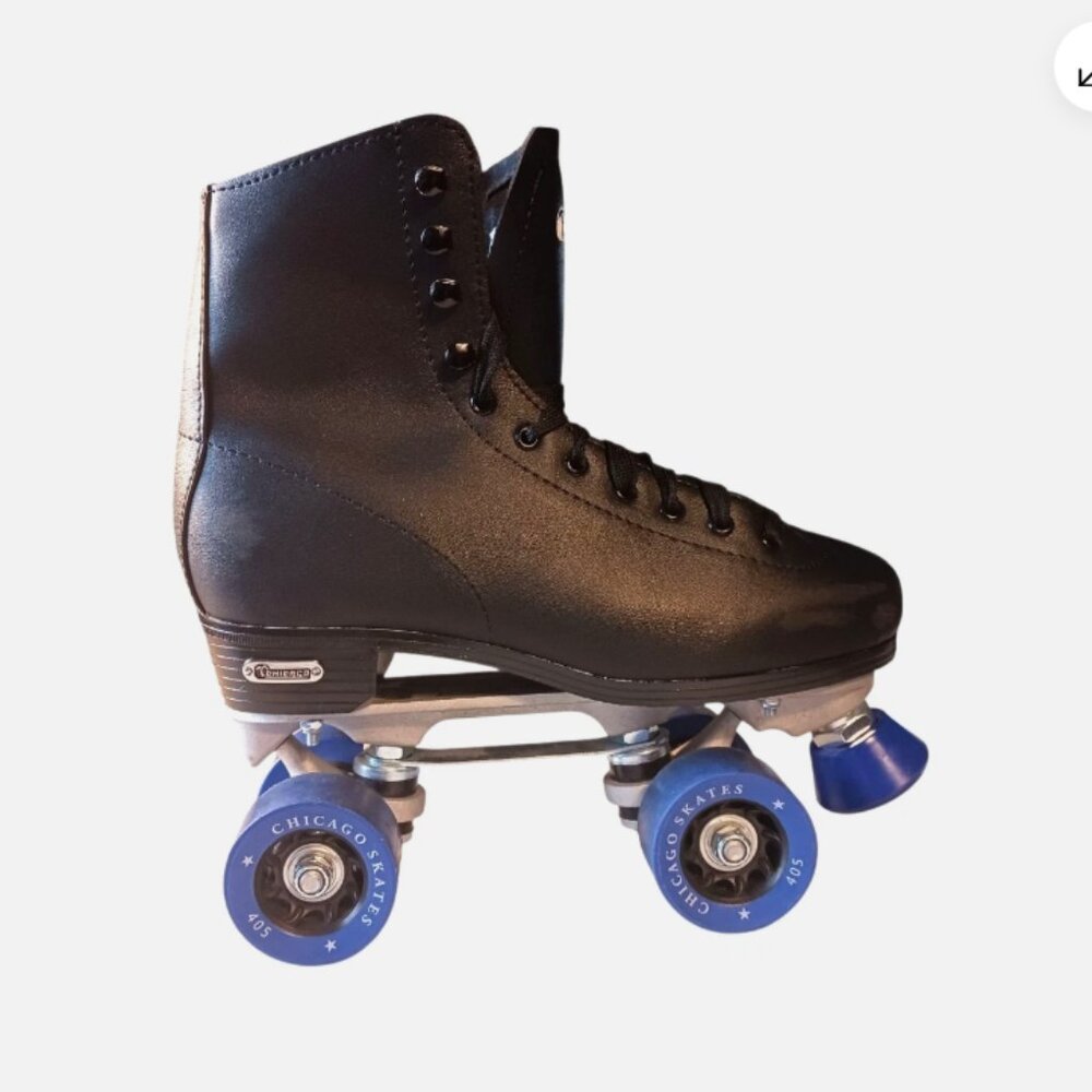 Roller Skates Mens Size 7 Chicago Leather Quad Lace-Up 405 Blue Wheels 8601K - Picture 5 of 13